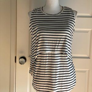 Nom sleveless maternity and nursing tank - black and white stripe - M - EUC